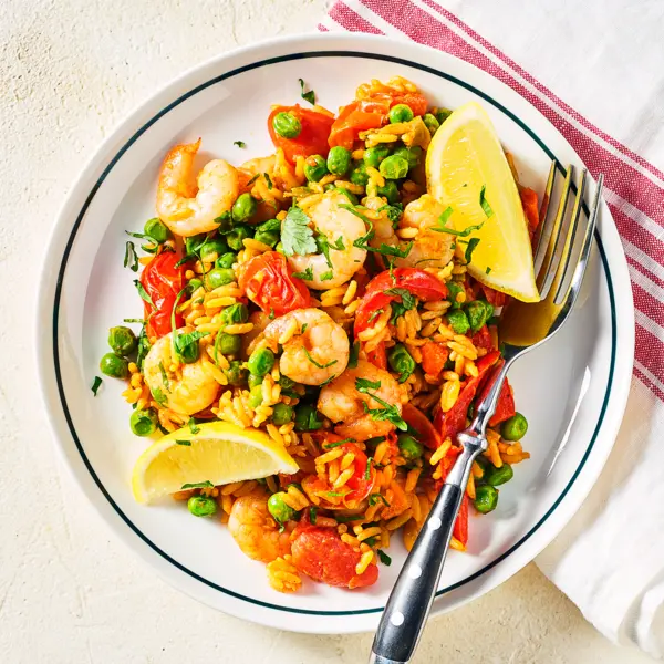 Schnelle Paella mit Garnelen