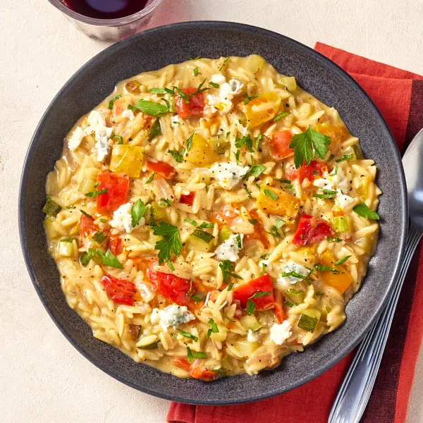 Mediterrane Gemüse-Kritharaki mit Gorgonzola