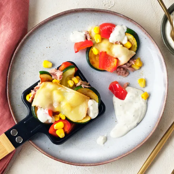 Buntes Knoblauch-Gemüse-Raclette