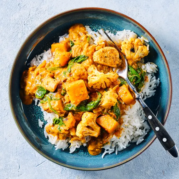Chicken Madras mit Kürbis und Blumenkohl