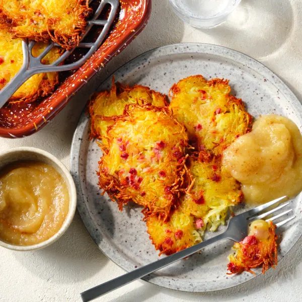 Schinken-Kartoffelpuffer mit Apfelmus