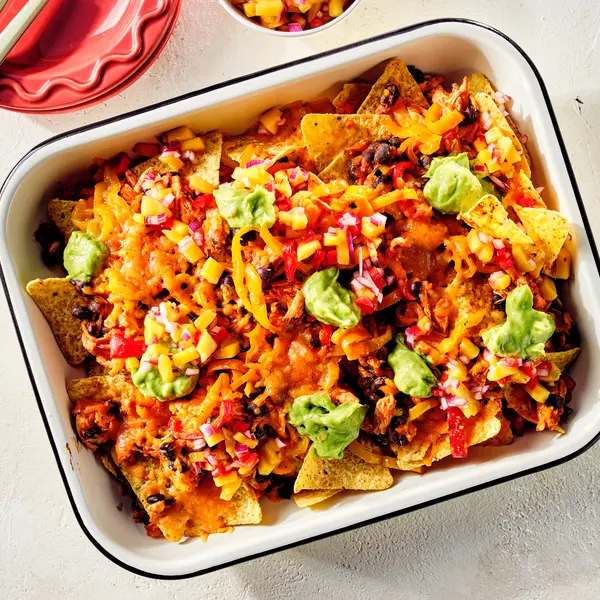 Nacho- Platte mit Pulled Faijata Chicken