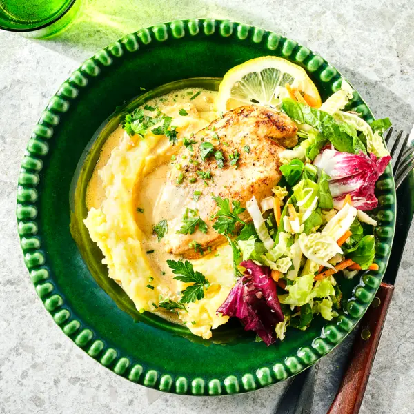 Cremiges Zitronenhähnchen mit Kartoffelpüree