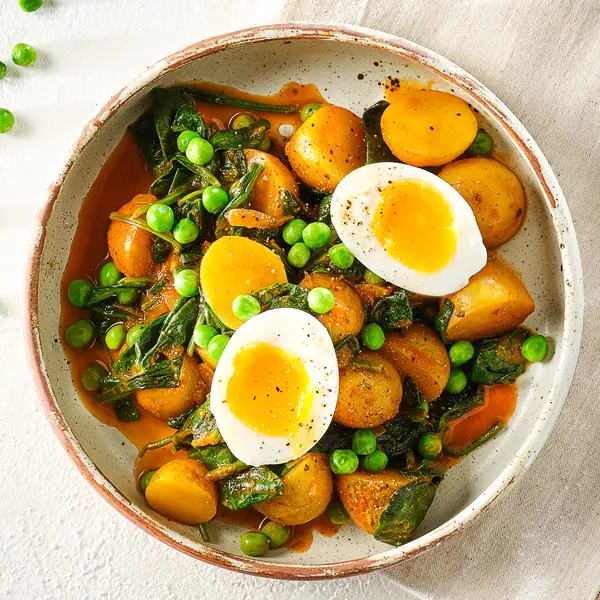 Saag Aloo – Curry mit Spinat, Kartoffeln und Eiern