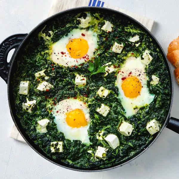 Grüne Spinat Shakshuka