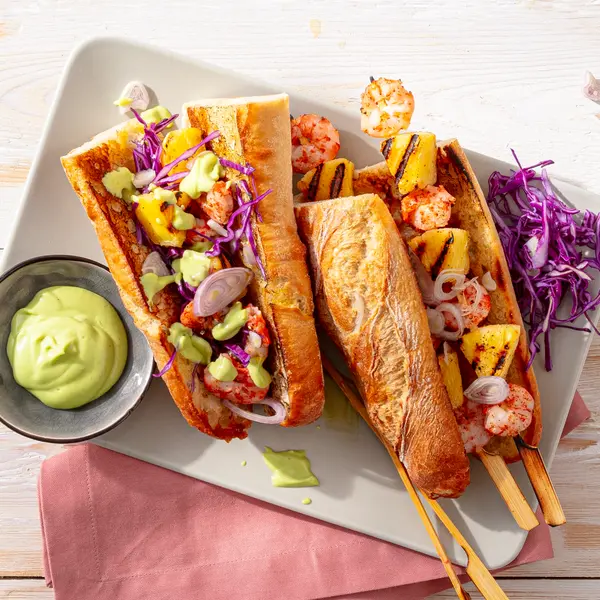 Garnelen-Ananas-Baguettes