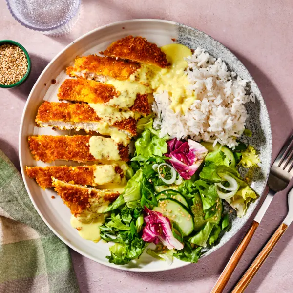 Hähnchenschnitzel mit milder Currysoße