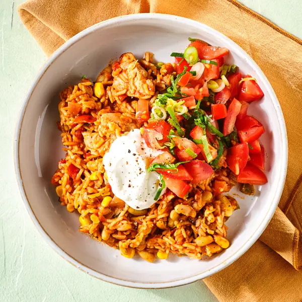 Burrito-Pfanne mit Cheddar