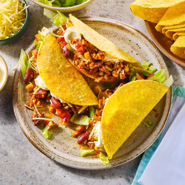 Knusprige Tacos mit Käse und Hackfleisch