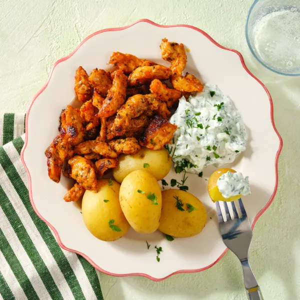 Drillinge mit Gyros und Kräuterquark