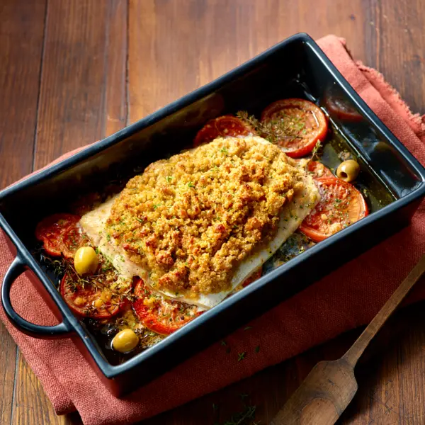 Fischfilet mit Oliven-Käse-Kruste
