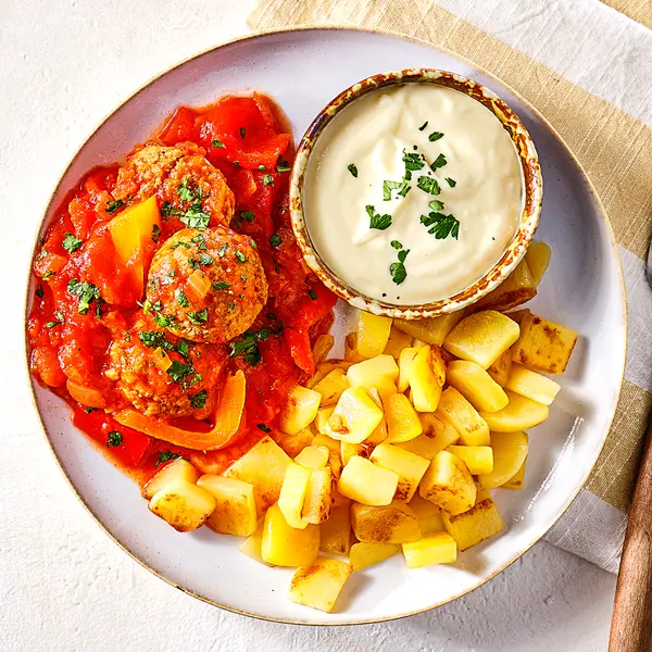 Spanische Hackbällchen mit Patatas Bravas